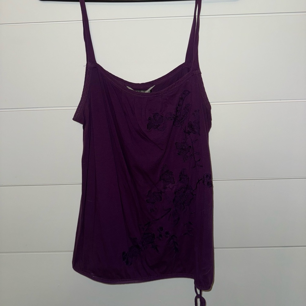 Lucky Brand Deep Purple Camisole with Floral Design